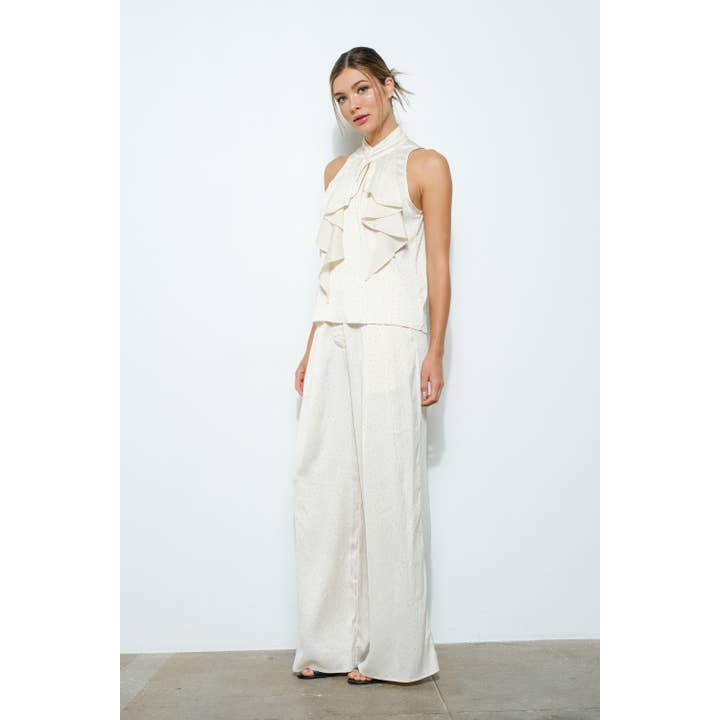 INA - Vente Pantalon – femme - Pantalon large à taille haute en strass11