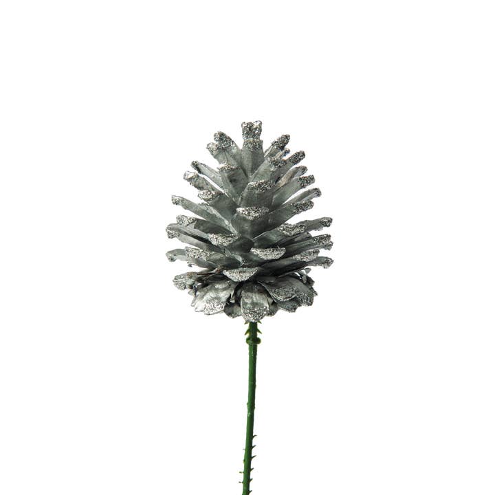 Jacobson - Wholesale Christmas Decoration - 8.5" OAL Glittered Pinecones on Picks0