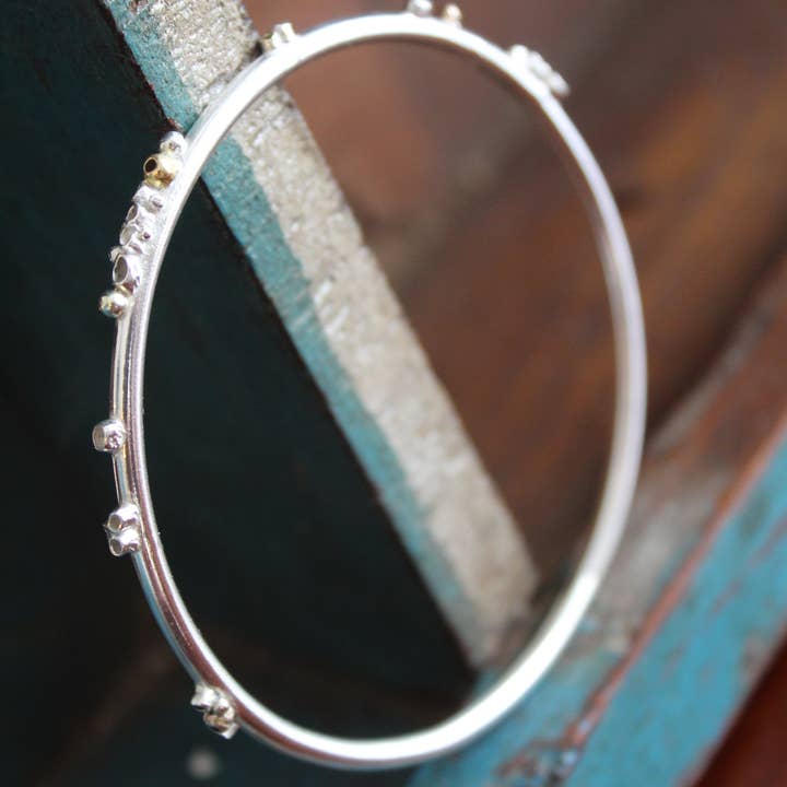 Silver Sapling – wholesale Bangle bracelet – SILVER & 9ct GOLD BARNACLE BANGLE. MADE IN CORNWALL UK