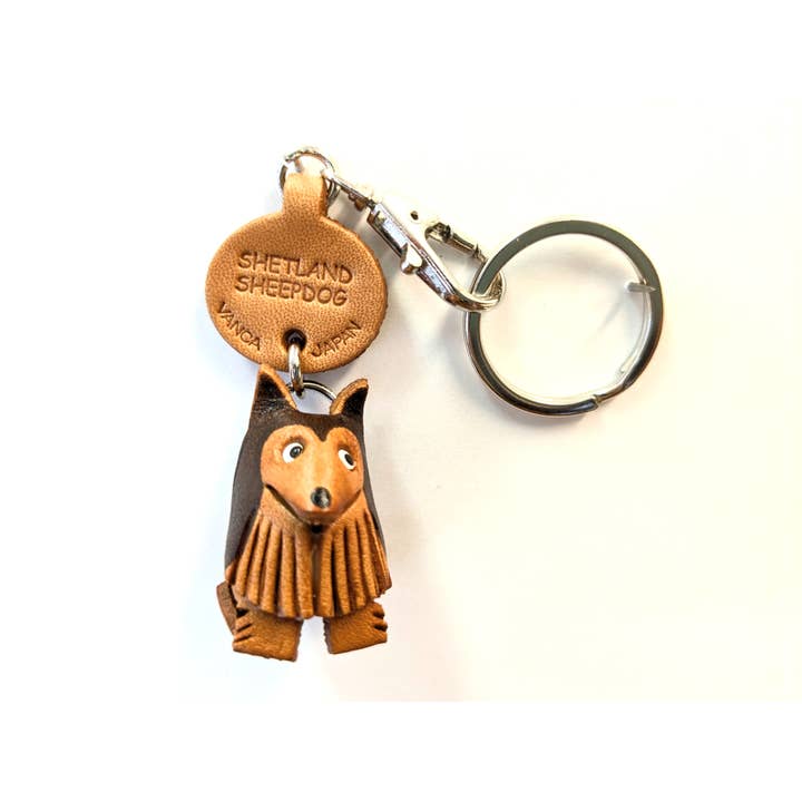 Portachiavi Charm in Pelle Fatto a Mano per Cani Shetland Sheepdog per la vendita all'ingrosso da parte di VANCA CRAFT