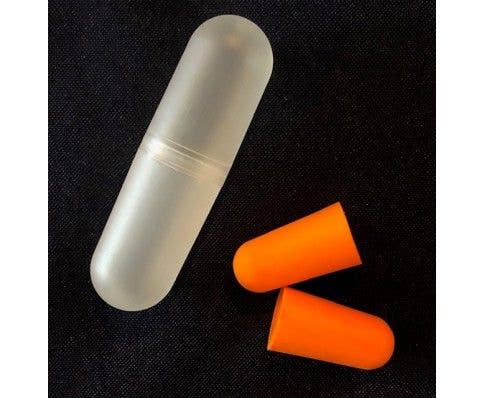 Wild Essentials - Wholesale Earplugs - Pair of Orange Earplugs with Hard Plastic Snap Case