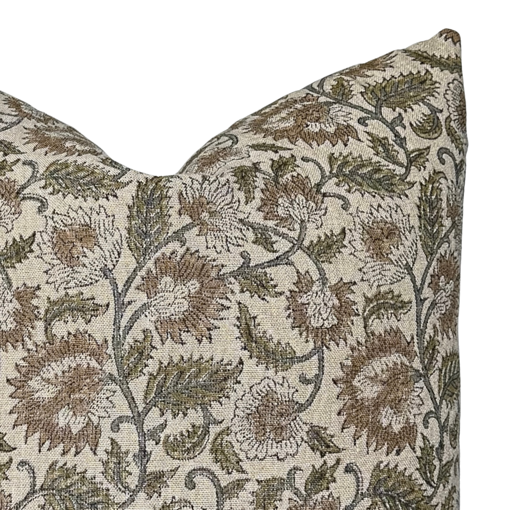 Linen & James - Vente Housse de coussin - Ethel | Housse de Coussin en Lin Naturel à Motif Floral Sage1