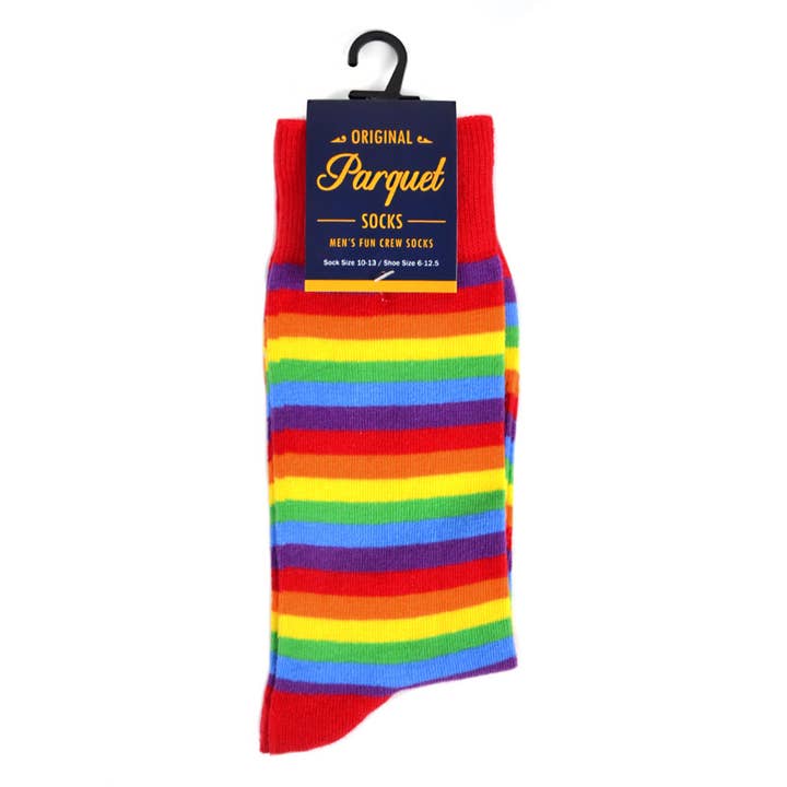 Selini New York - Wholesale Socks - Men's - Men's Rainbow Striped Novelty Socks - NVS19581