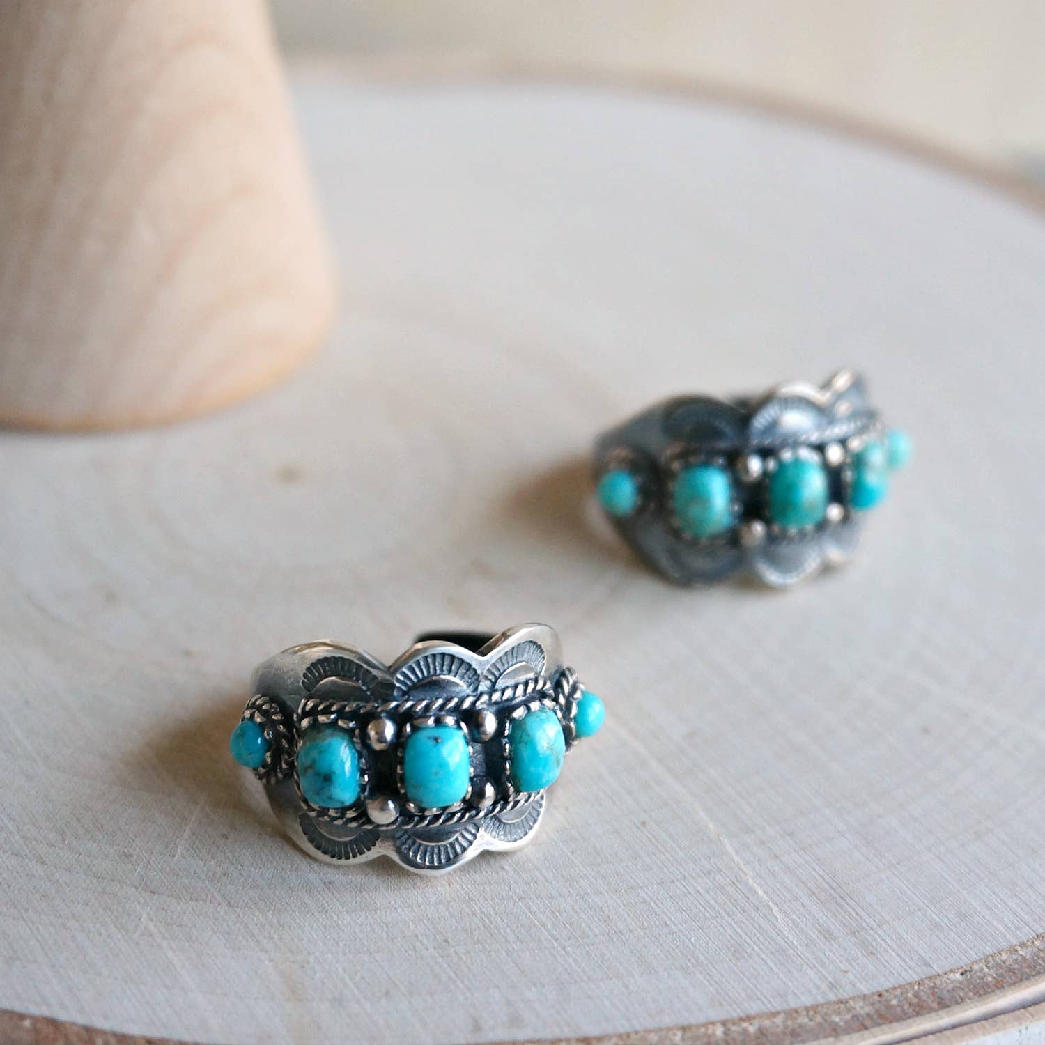 Turquoise treated and Silver 925 earrings vintage