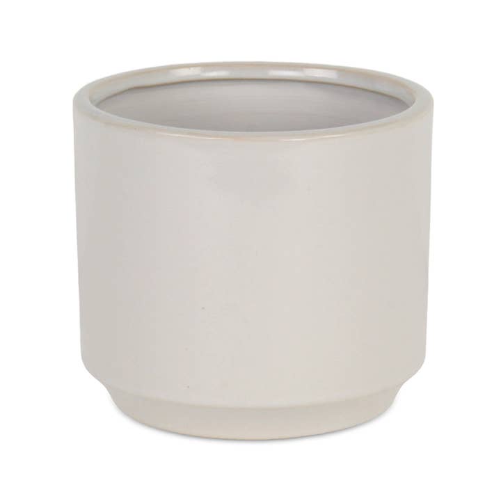 Cheungs Home Decor - Vente Pot - Pot en céramique de couleur unie à côté droit Elegora - Blanc cassé3