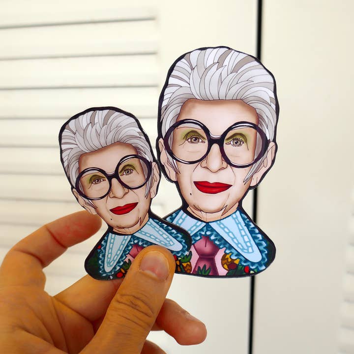 THE PAPER IDOLL - Wholesale Magnet - Iris Apfel magnet 3 or 4 in, Fashion icon merch