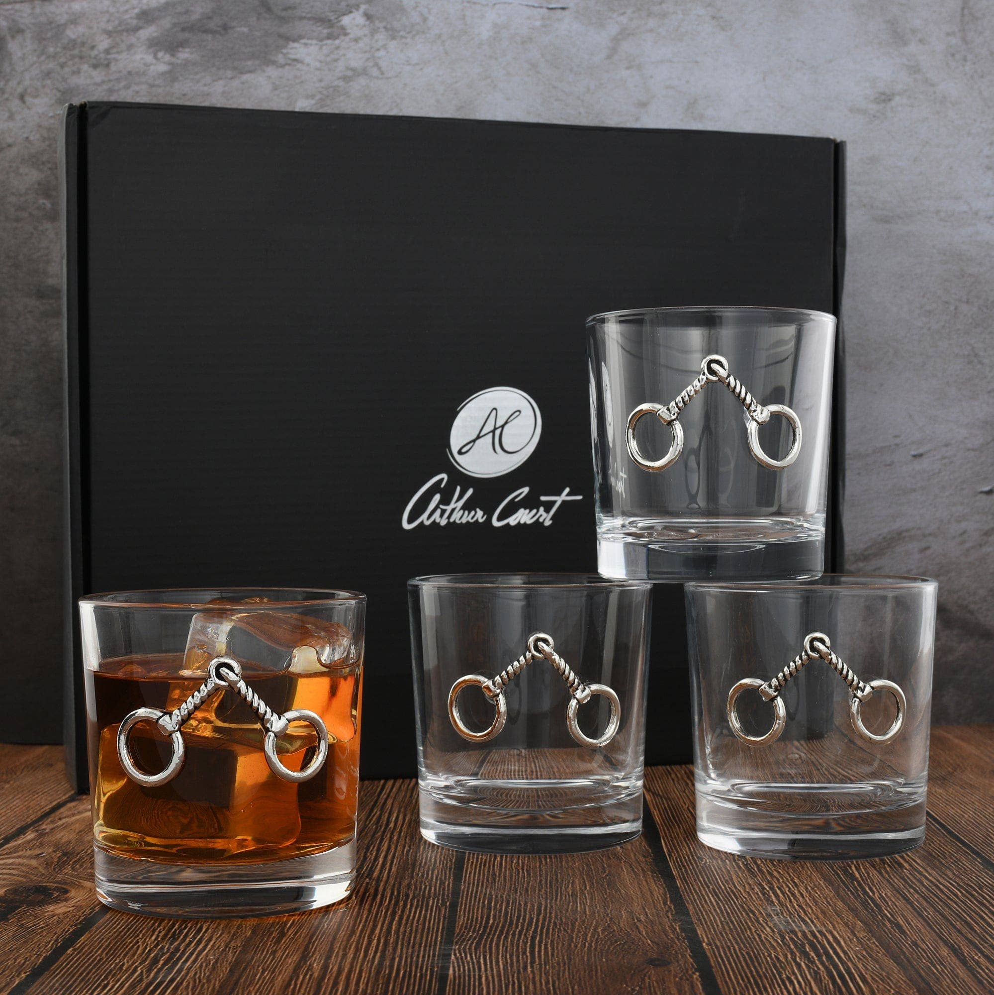 Arthur Court - Vendita all'ingrosso Bicchieri da cocktail/superalcolici - Set di 4 bicchieri da bar Equestrian Bit5