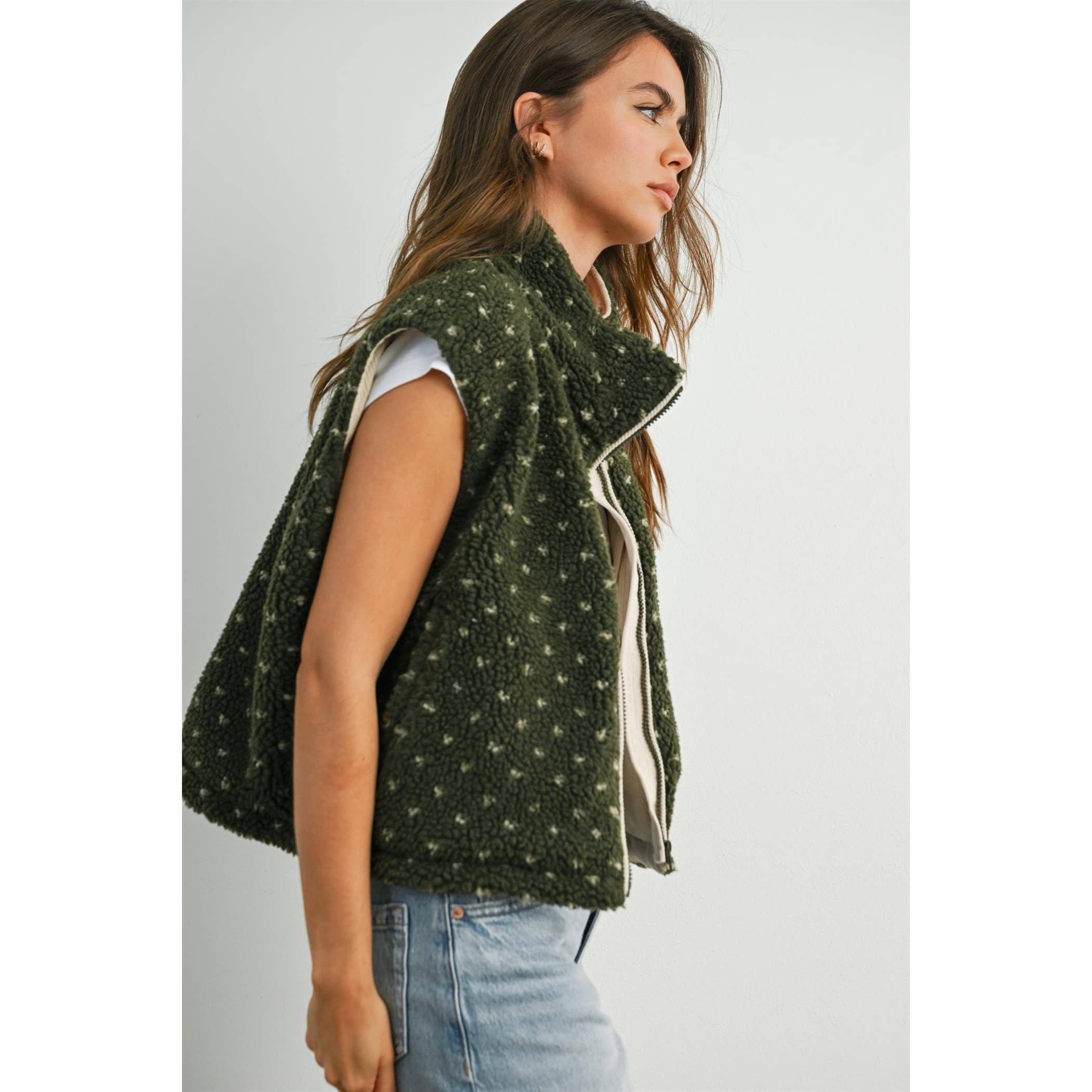 BUTTERMELON - Wholesale Jacket - Women's - Floral Fleece Sleeveless Vest - BMJ784932