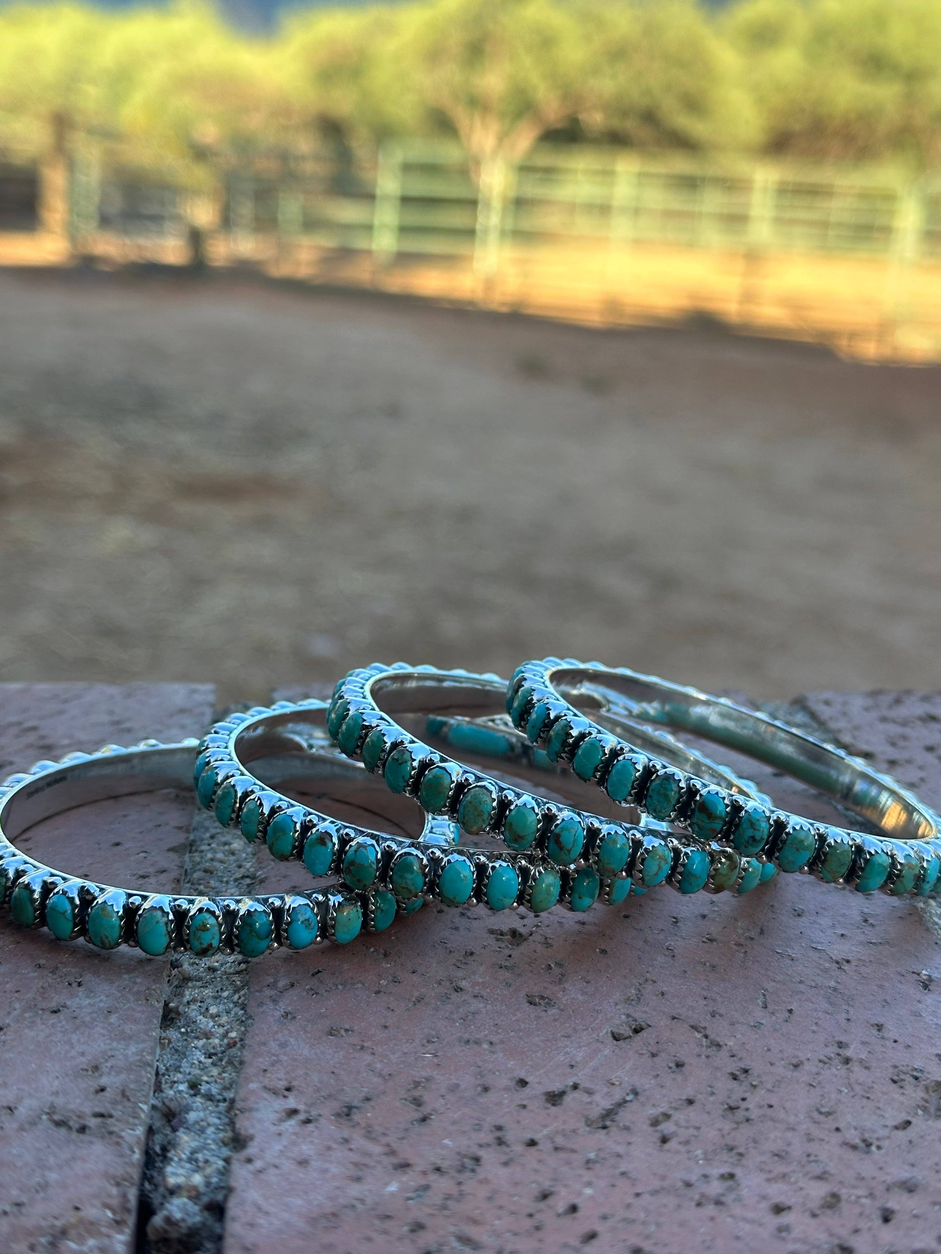 Nizhonitradersllc – Engroshandel Armbånd – Håndlavet Royston Turkis & Sterlingsølv Armbånd 7,5 tommer1