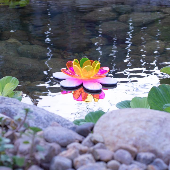 The Colored Petal - Wholesale Bird Bath - Floating flower lotus - bird baths and ponds - Pink/yellow1