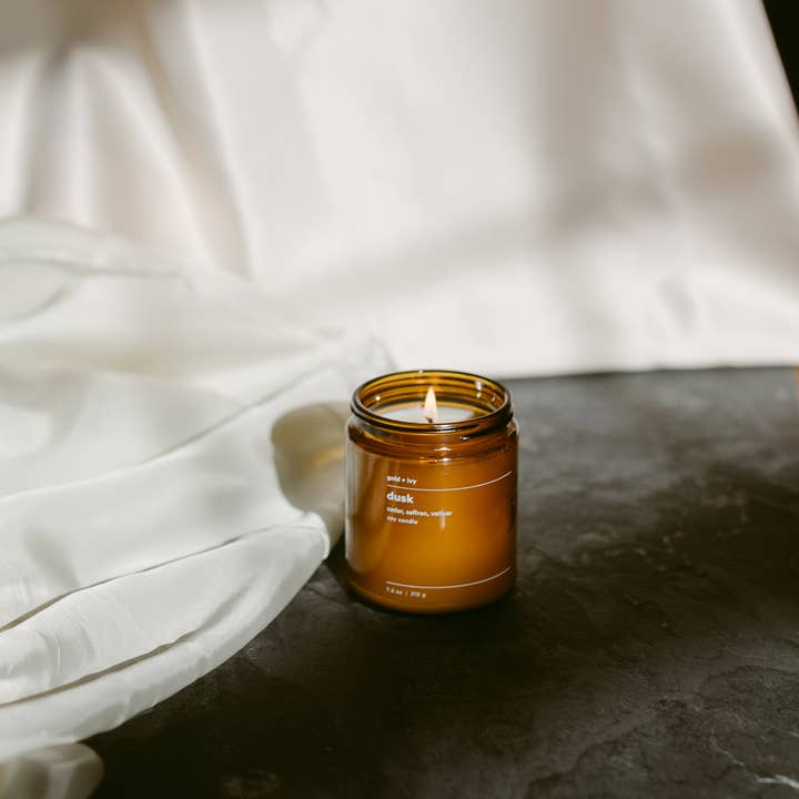 gold + ivy - Wholesale Jar/filled candle - dusk 3.5 oz. soy candle - cedar, saffron, vetiver0