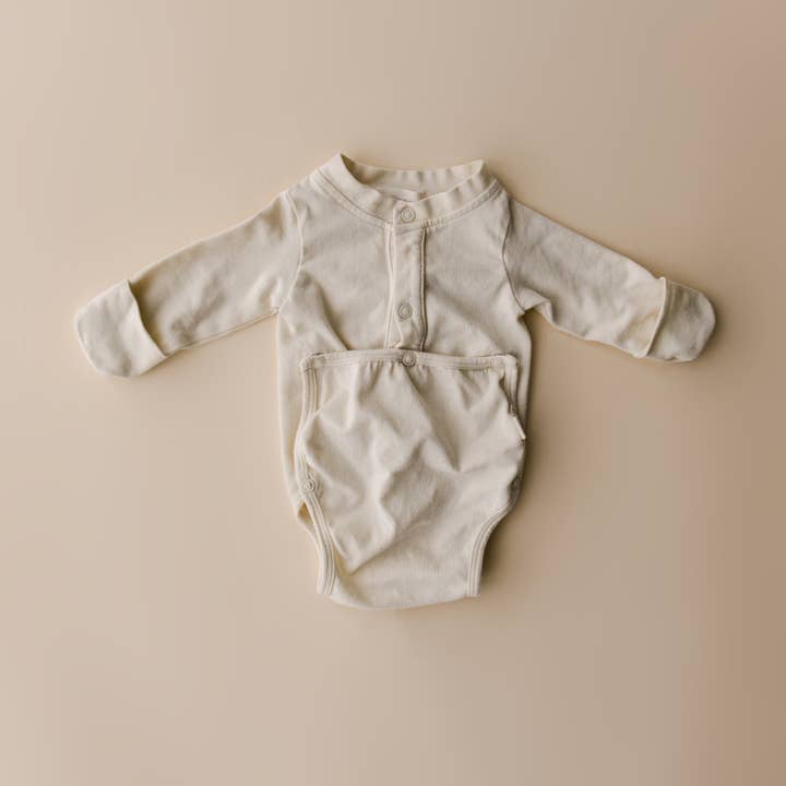 Cotton Front flap Onesie | Natural for wholesale by August River Co.