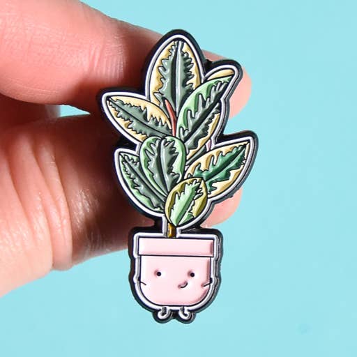 Épingle en émail pour plantes Ficus Elastica Tineke pour la vente par Home by Faith