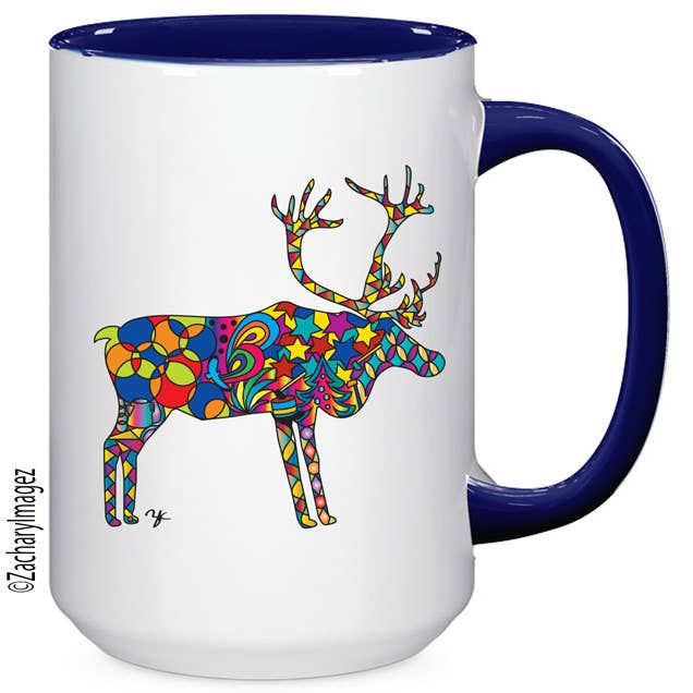 Colorful Caribou 15 oz Ceramic Mug for wholesale by Zachary Imagez