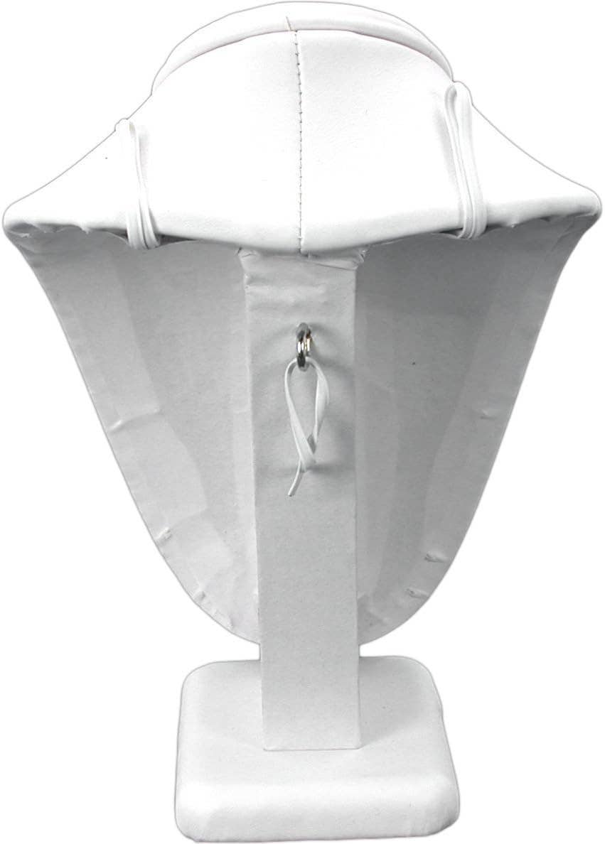 Zakka - Wholesale Jewelry Stand & Display - Padded Neck Bust Necklace Display 7.5"H Leather White 2