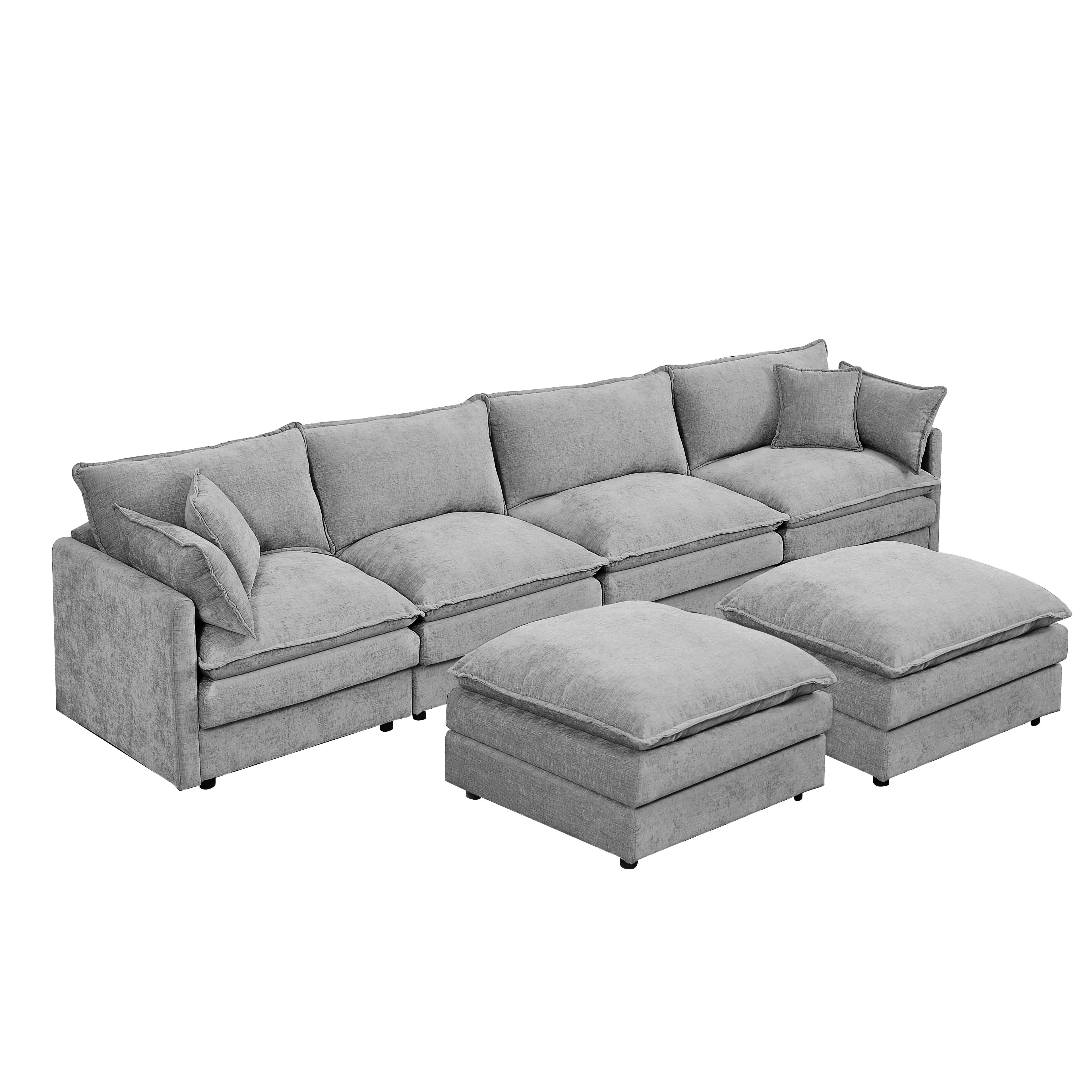 39F Inc. - Wholesale Sofa - Lunara 130" U-Shaped Sectional Sofa w 2 Ottomans,7 Colors24