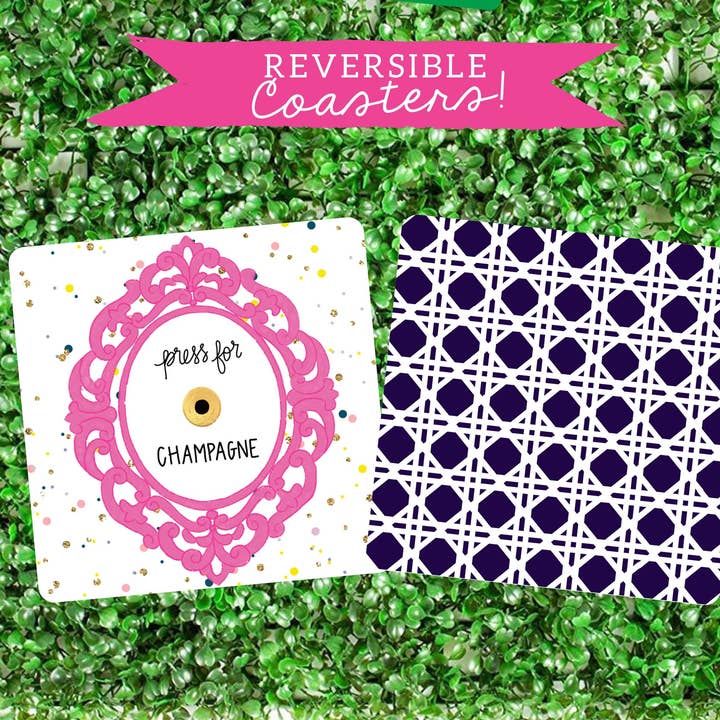 Press For Champagne Paper Coaster Set Of 8 for wholesale by billet-doux