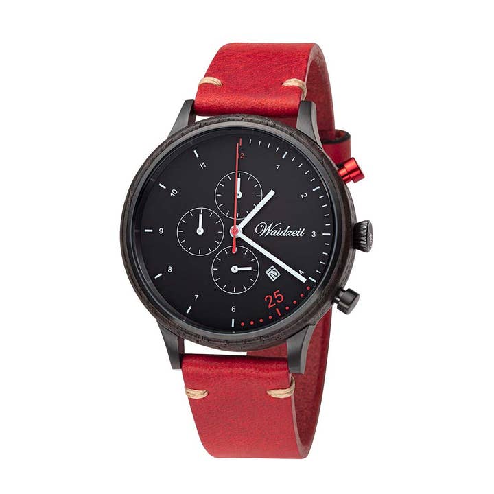 Waidzeit - Wholesale Wrist Watch - Men's - Chronograph Barista Rosso men's watch with leather strap1