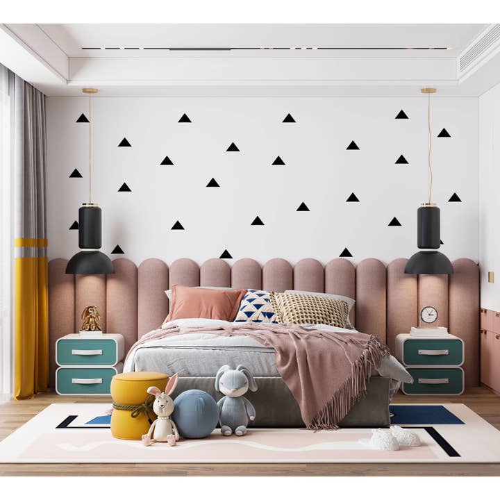 Svarta triangelväggdekaler, Återanvändbara Boho Nursery väggdekaler, Boho-väggdekor för barn, Lekrumsväggdekaler, Barnrum, Boho-dekor för wholesale av Hello Beautiful Designs