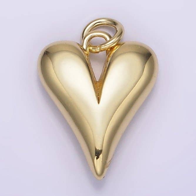 Aim Eternal - Wholesale Individual Charm/Pendant - 14K Gold Filled 16mm Long Puffed Minimalist Heart Charm | AG1960