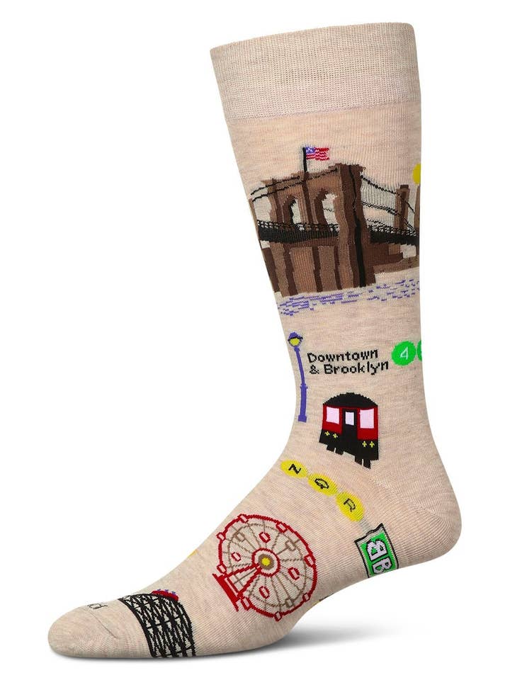 Men's Brooklyn Themed Rayon From Bamboo Crew Sock for wholesale by Infinity Classics International Inc.
