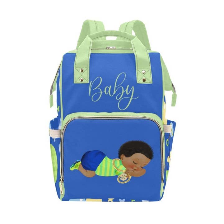 Sac à dos pour sac à langer | Le plus mignon bébé afro-américain endormi avec sac à dos imperméable bling pour la vente par TJtoddles.com