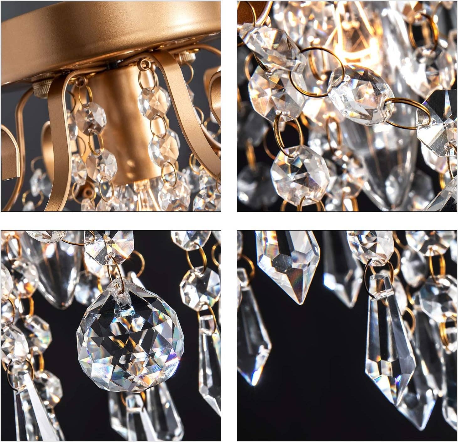 Mini Crystal Chandelier Flush Mount Gold Ceiling Light for wholesale on Faire3