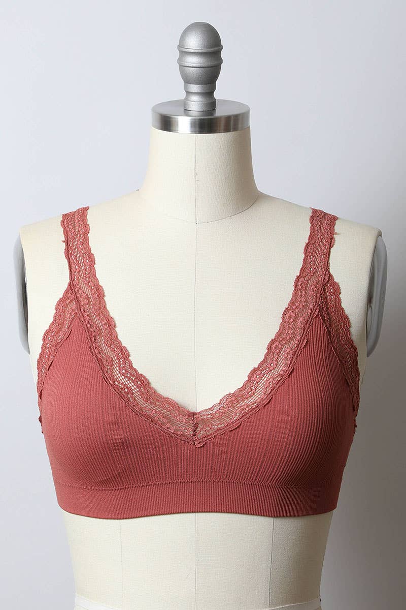 Leto Accessories - Wholesale Bralette - Women's - Lace Trim Padded Bralette - Romantic Lace Trim1