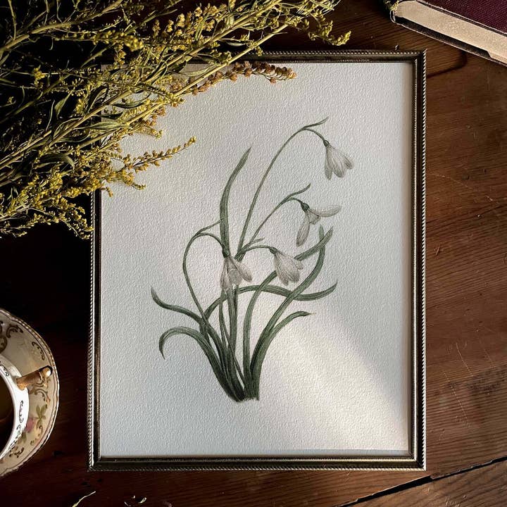 Kara Valentino Ffield Art - Wholesale Art Print - Snowdrops | Watercolor Art Print 1