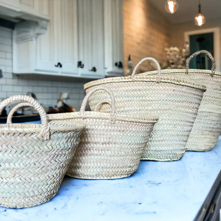 Fransk kurv, halm taske, købmandspose, vævet taske for engroshandel hos Melecraft