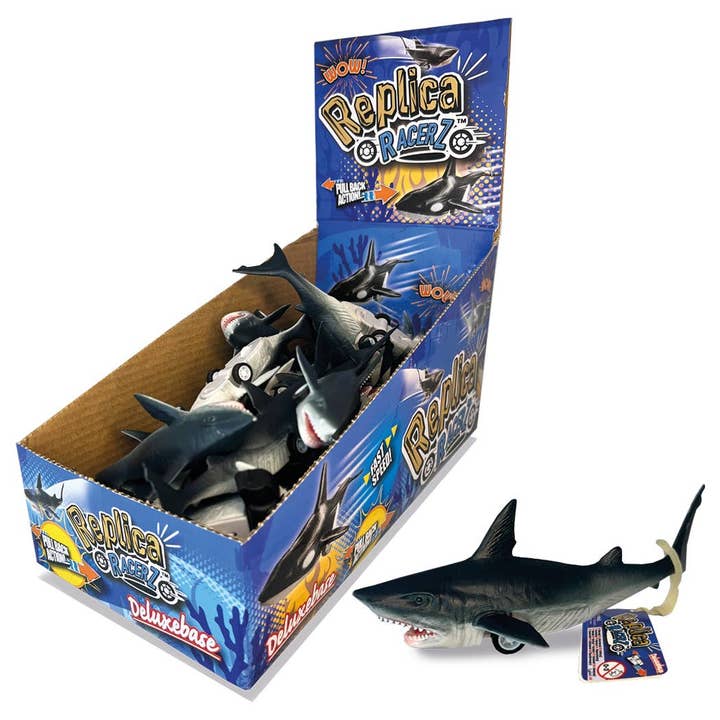 Replica Racers - Great White Shark, Pull-Back Vehicle for wholesale by Deluxebase