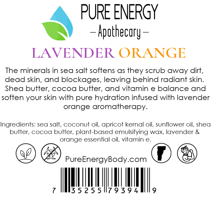 Pure Energy Apothecary - Wholesale Body Scrub/Exfoliant - Sea Salt Scrub - Lavender Orange1