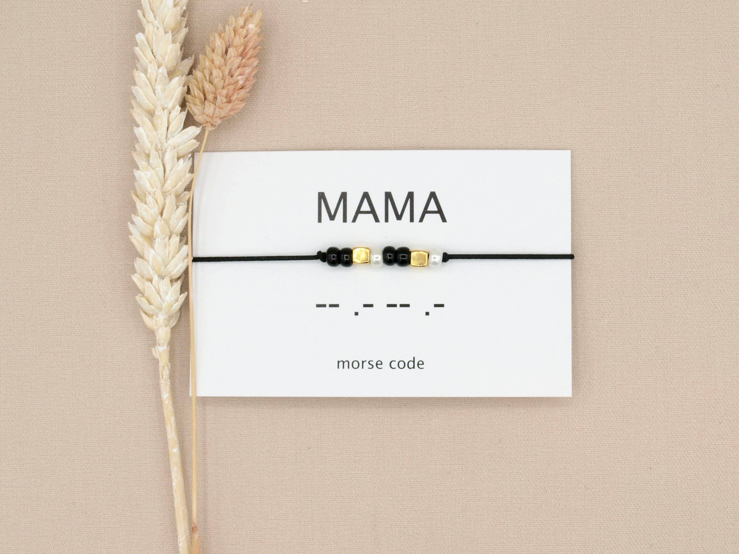 by Indah - Vendita all'ingrosso Bracciale con perline - Fascia da braccio con codice Morse Mama (argento, rosé goud, goud)11