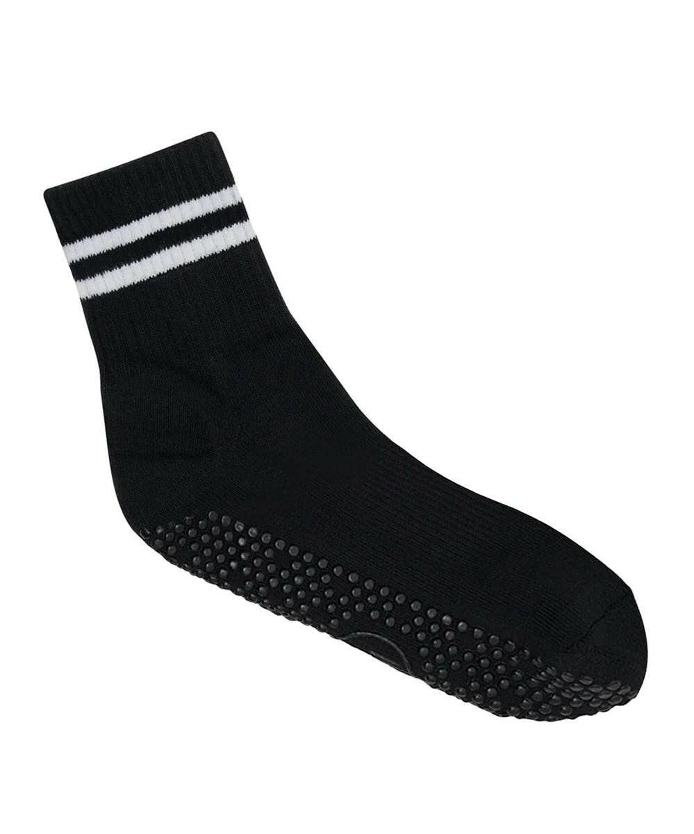 MoveActive - Vente Chaussettes – unisexe - Chaussettes à grip antidérapant montantes MoveActive - Rayures sportives noires4