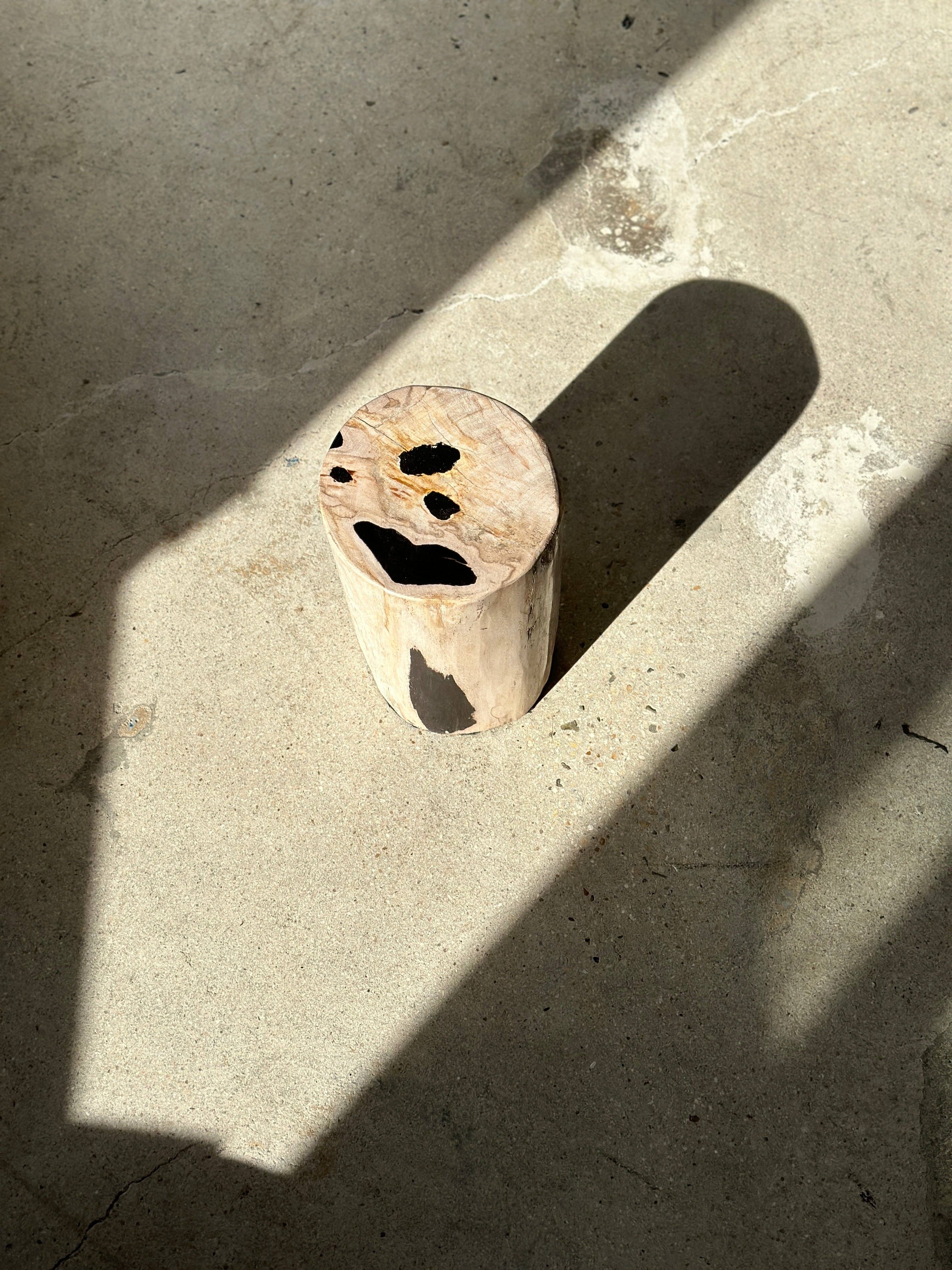 Office Objets - Wholesale Side Table - White petrified wood side table with black spots H:27.5 D:1814