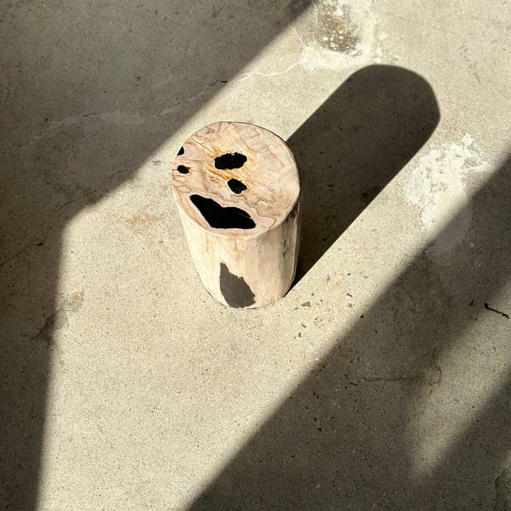 Office Objets - Wholesale Side Table - White petrified wood side table with black spots H:27.5 D:1814