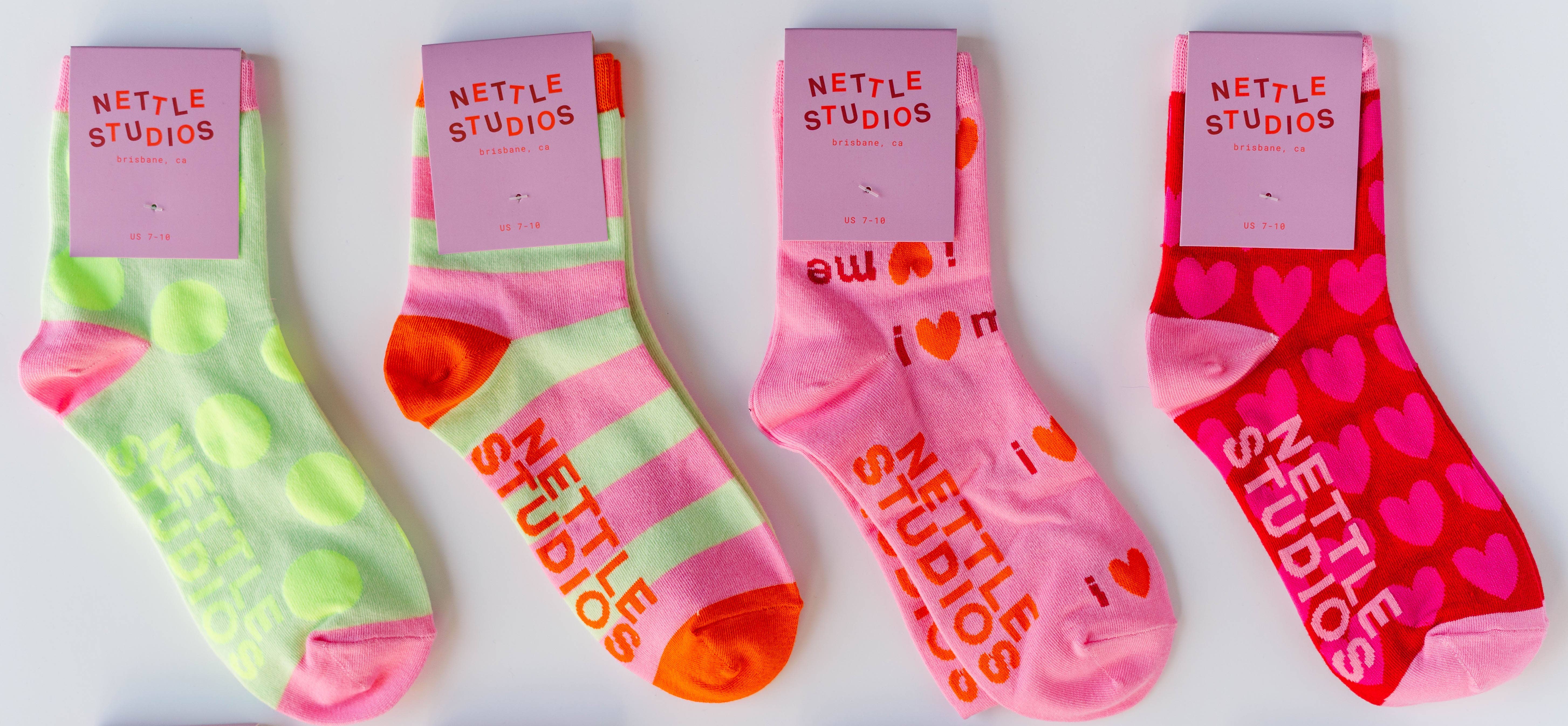 Nettle Studios - Wholesale Socks - Women's - Women’s Spring Novelty Cotton Neon Yellow Dot Ankle Socks5