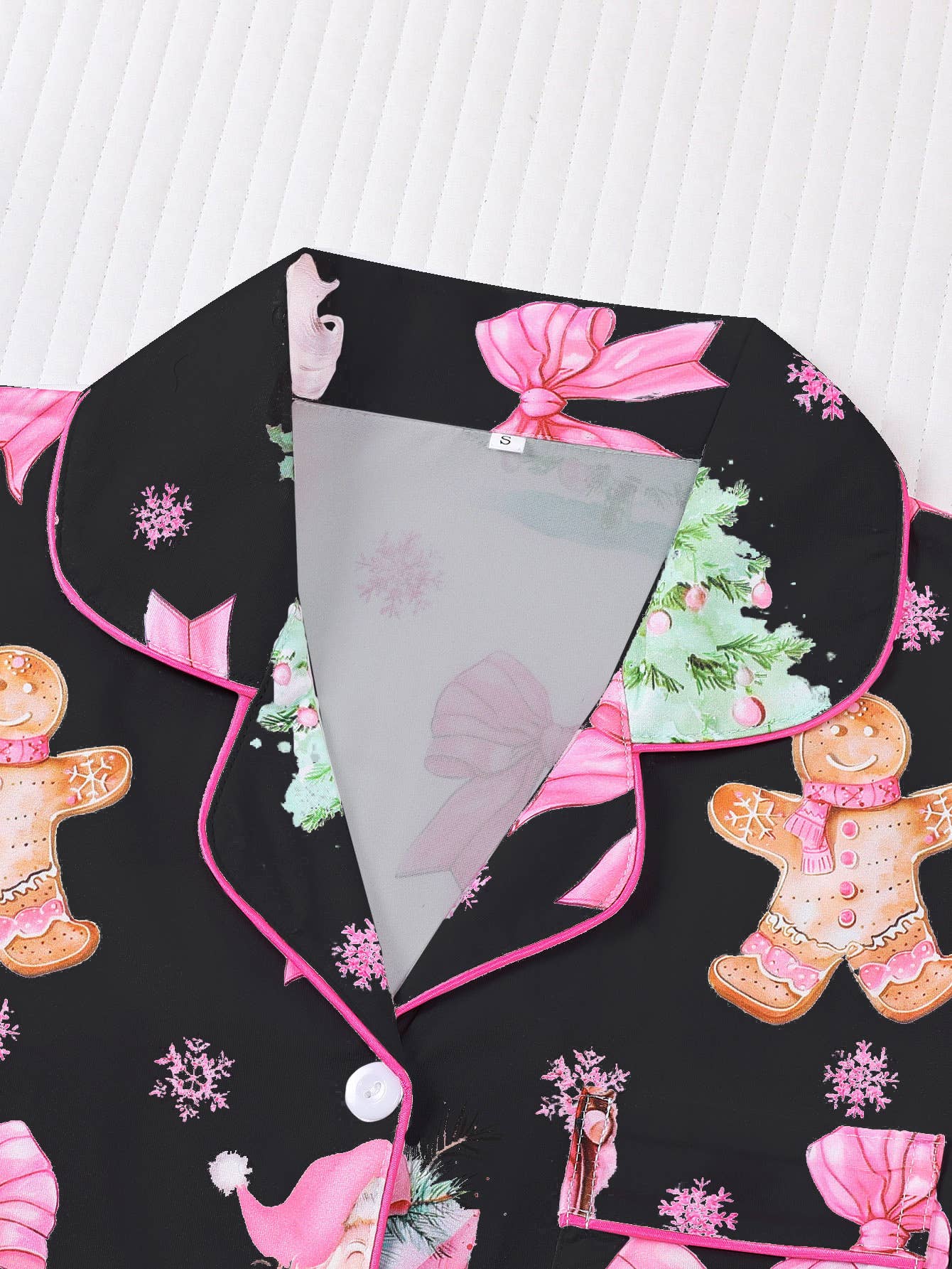 Rosa Clothing - Wholesale Sleepwear Set - Women's - Christmas Santa & Gingerbread Print Short Pajama Set3