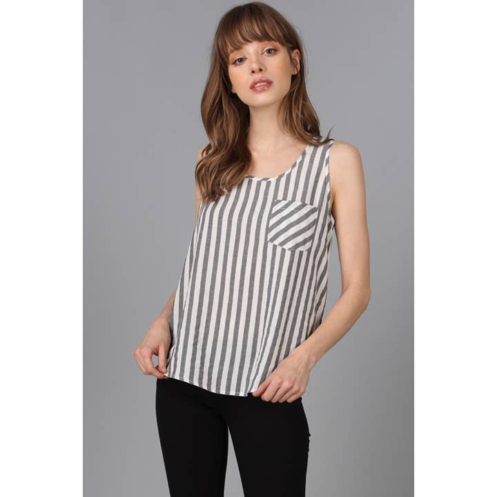 Strepen Tencel Tanktop Met Zak voor wholesale door Naked Zebra Rack