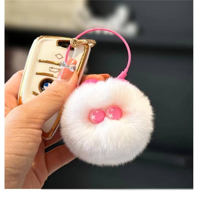 FurDecoration - Wholesale Keychain - Women's - Fluffy Rex Rabbit Fur Cute Cat Head Keychain & Bag Charm4