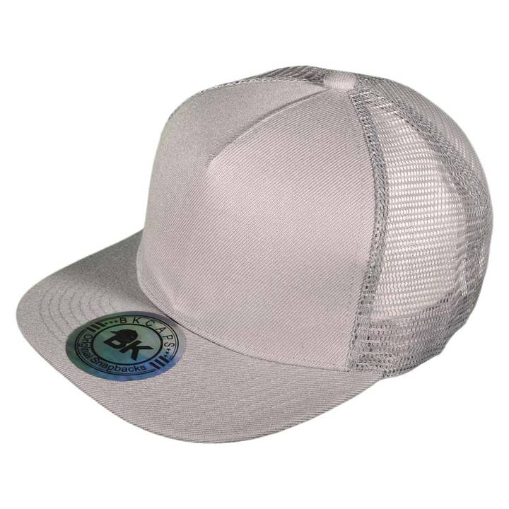 Buck Wholesale - Wholesale Trucker Hat - Unisex - Flat Bill Trucker Hats - 5 Panel SnapBack Mesh 2 Tone BK Cap5
