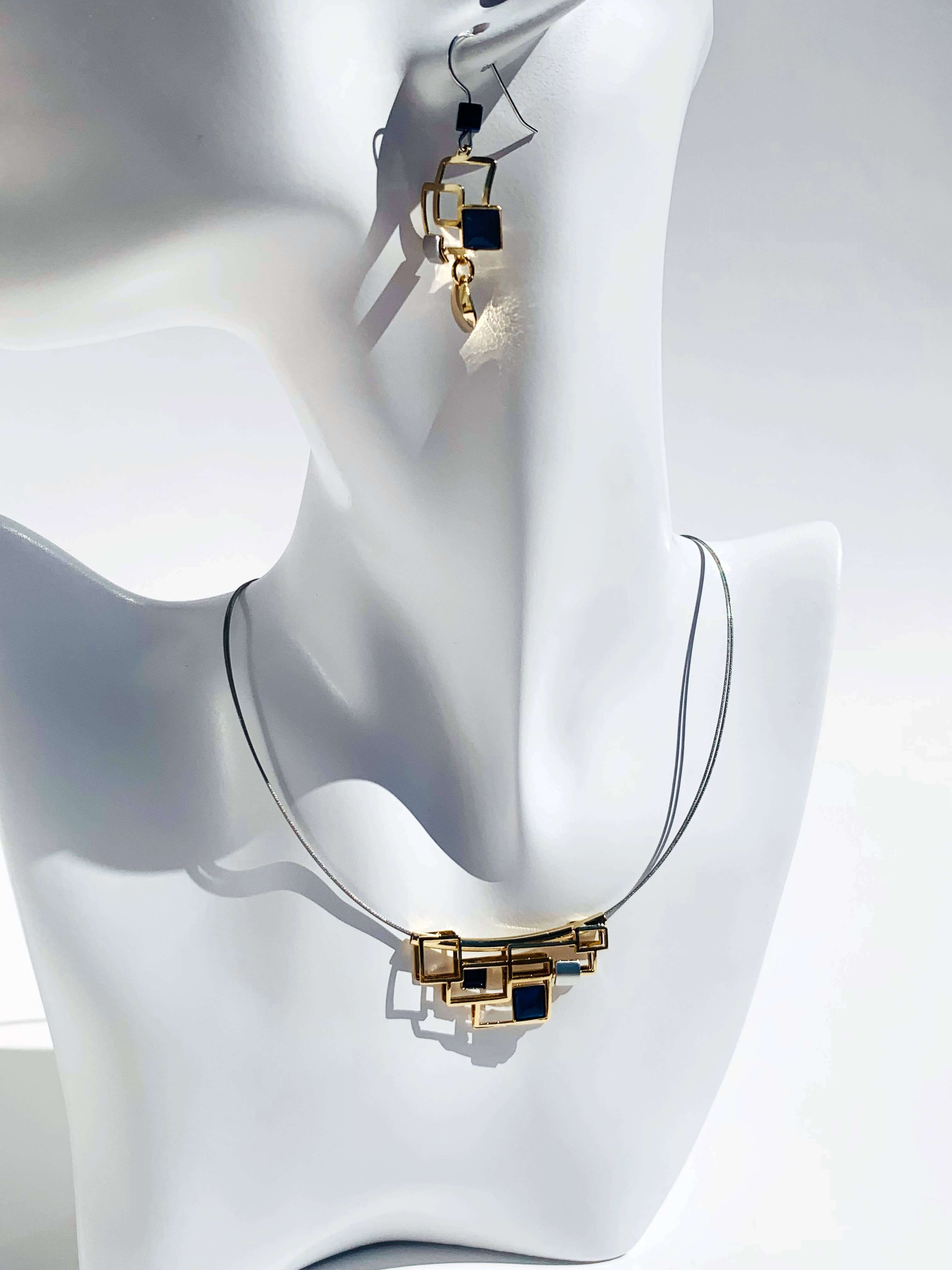 Christophe Poly / Crono Design - Vente Parures de bijoux - ENSEMBLES (GY1) - Collier (G) 17"+2" & Boucles d'oreilles crochet en fil (Y) Ensemble26