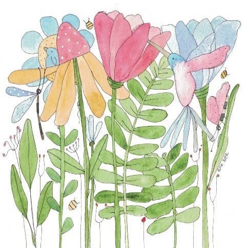 Carte de vœux « Colibri dans le jardin » pour la vente par Elle Bee Art Studio