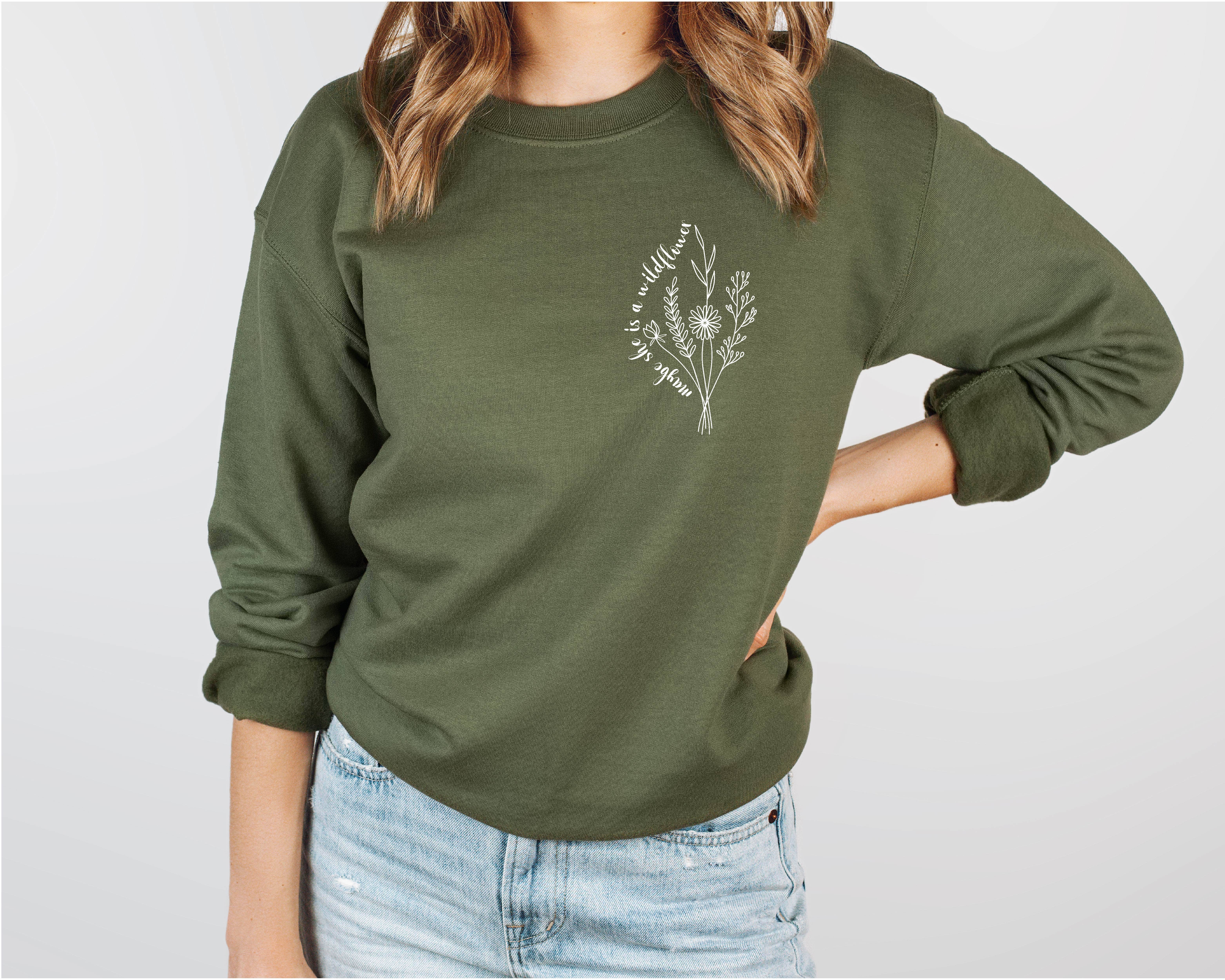 P E T I T R U E - Wholesale Graphic Sweatshirt - Women's - Maybe She Is A Wildflower - Minimalist Flower Crewneck4