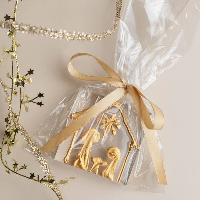 Glass - 3x3 inch Gold Nativity for wholesale by HappiesByAMS