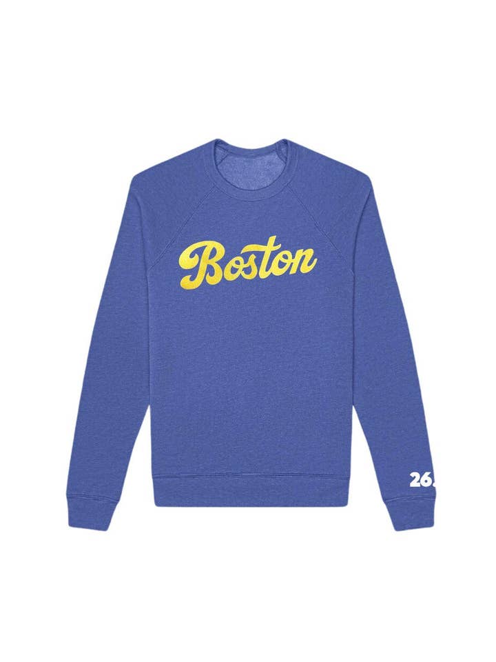 Heather Royal Blue Boston Sweatshirt for wholesale on Faire5