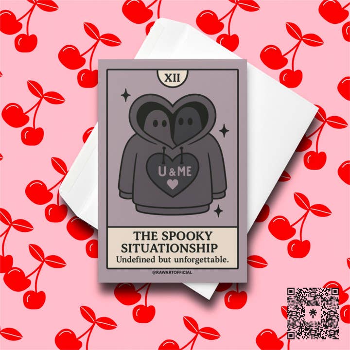 Spooky Valentine Card • Situationship Card • Funny Undefined Love Card • Ghost Couple Tarot Style • Cute Romantic Horror Greeting for wholesale by Hot Mess Paper Co.