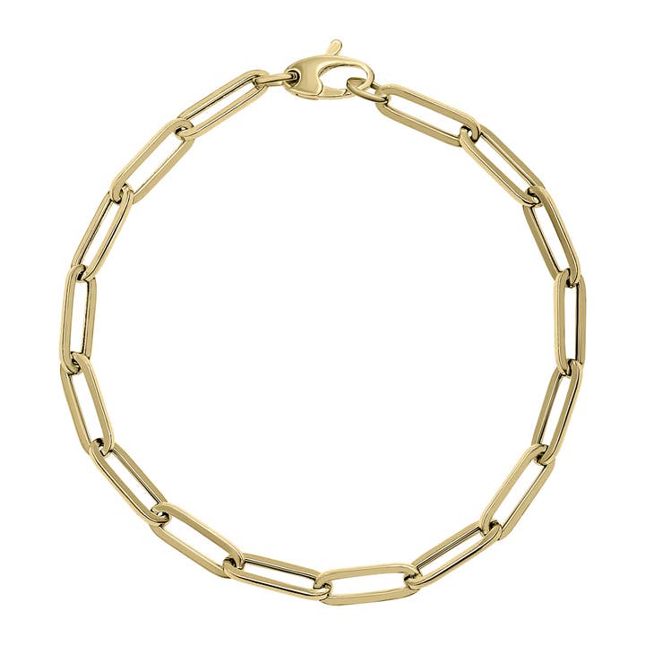 14-karaats geelgouden 4,2 mm papercliparmband met karabijnsluiting voor wholesale door Szul USA LLC