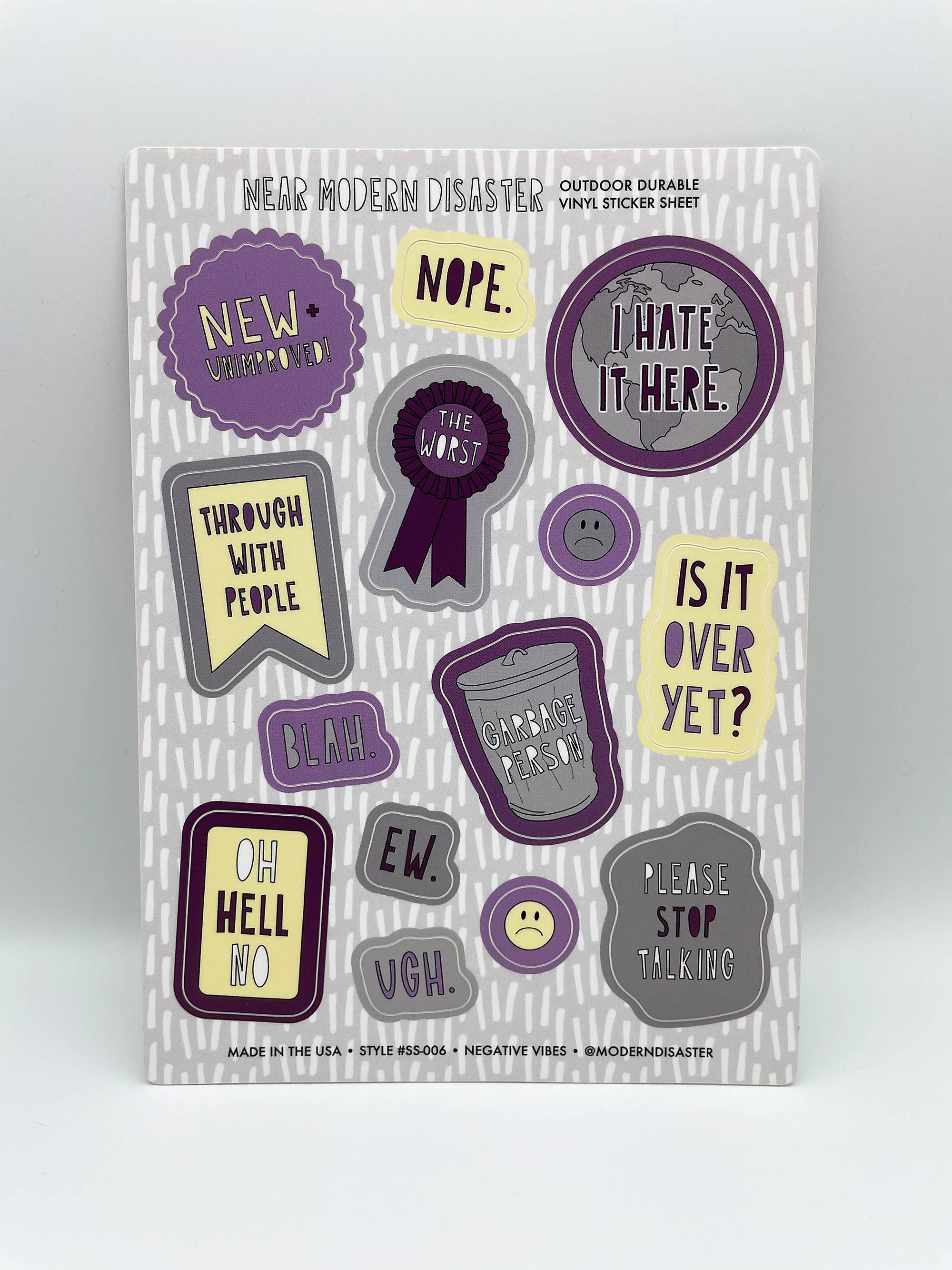 Near Modern Disaster - Wholesale Sticker - Negative Vibes - 5" x 7" sticker sheet2