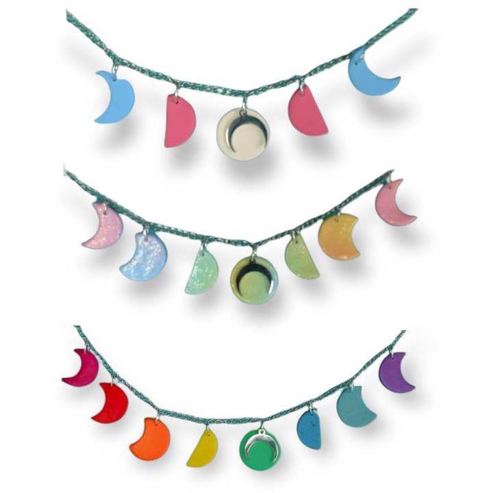 Phases of the Moon Necklace for wholesale by The Crafty Queer
